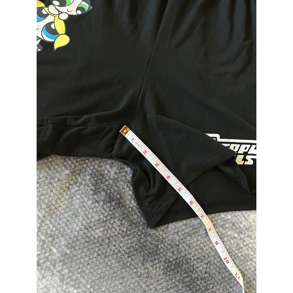 Romwe Powerpuff Girls Cartoon Letter Graphic Biker Black Shorts Plus Size 3XL - Picture 11 of 14